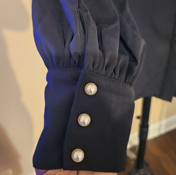 Fashion Nova Chic Black Button Down Shirt with Pearl Details - Picture 5 of 7